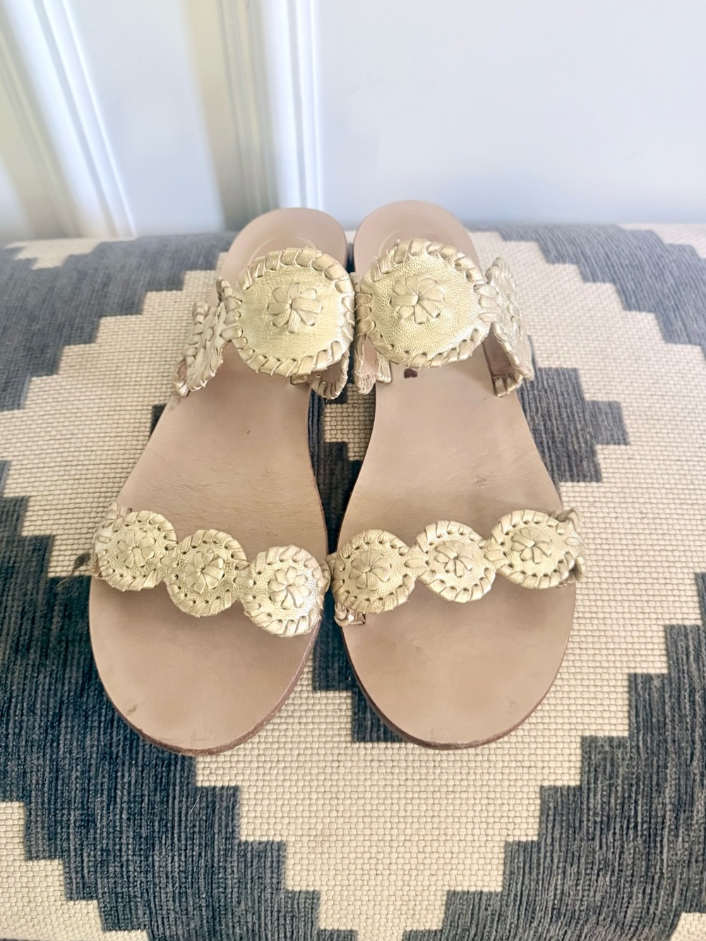 Jack Rogers Navajo Metallic Gold Leather Sandals – Size 40 (US Women’s 9–9.5)